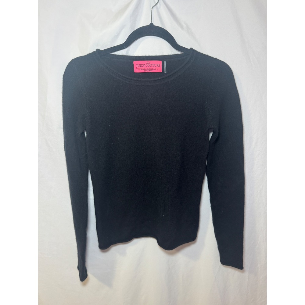 Vintage Juicy Couture Y2K 100% Cashmere Black Crewneck Sweater Womens S